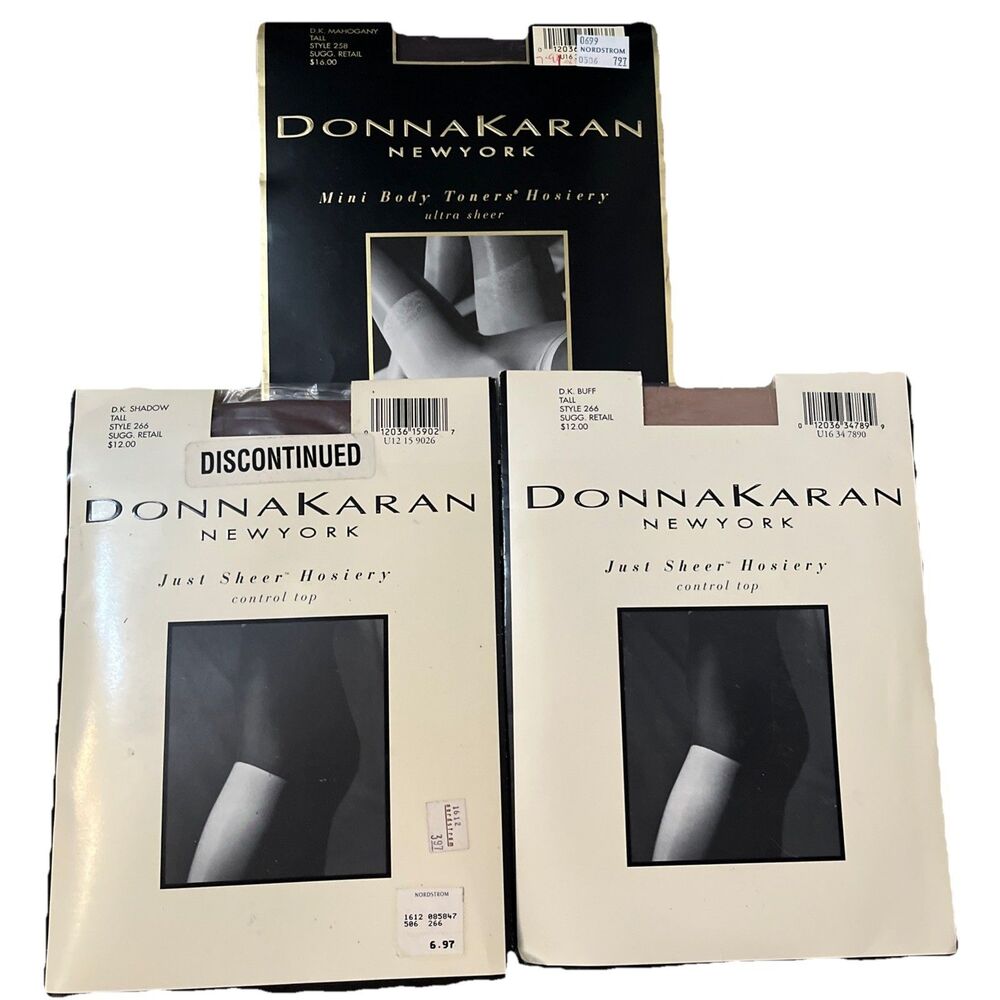 3 Donna Karan Hosiery Pantyhose Tall Ultra Sheer Control Top Mini Toner Nylons